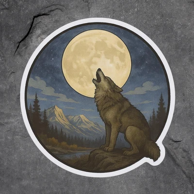 BUMBLEBEE APPAREL Yellowstone National Park Sticker Vinyl Decal Howling Wolf Moon Nature Wildlife