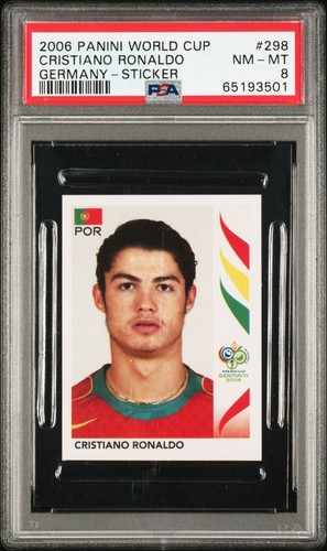 🔥 2006 PANINI WORLD CUP CRISTIANO RONALDO #298 GERMANY STICKER NM MINT PSA 8 🔥