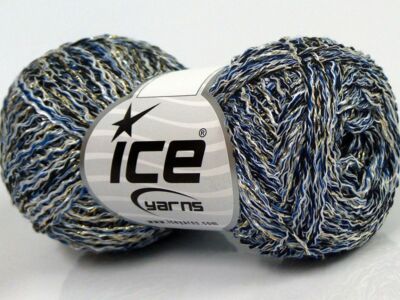 Black Blue White Gold Fine Metallic Accent Yarn #70893 Ice 50gr 164yds
