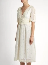 RARE Zimmermann Winsome Tea Midi Dress Size 2 Cotton ivory