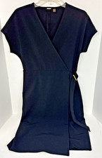T Tahari Womens 10 Black V Neck Belted Short Length Fit & Flare Evening Dress
