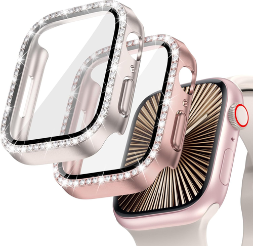 2-Pack Bling Case for Apple Watch Series 10 Screen Protector 42Mm, Women Glitter