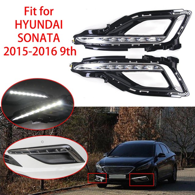 2pcs Daytime Running Light Fog Lamp fit for Hyundai Sonata 9th LF 2015
