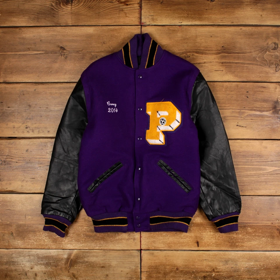 Vintage Neff Varsity Jacket M Letterman Football Purple - Image 2 of 4