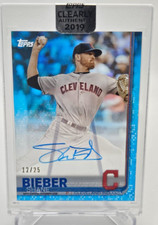 Shane Bieber 2019 Topps Clearly Authentic  Auto SP Blue /25 Cleveland Indians
