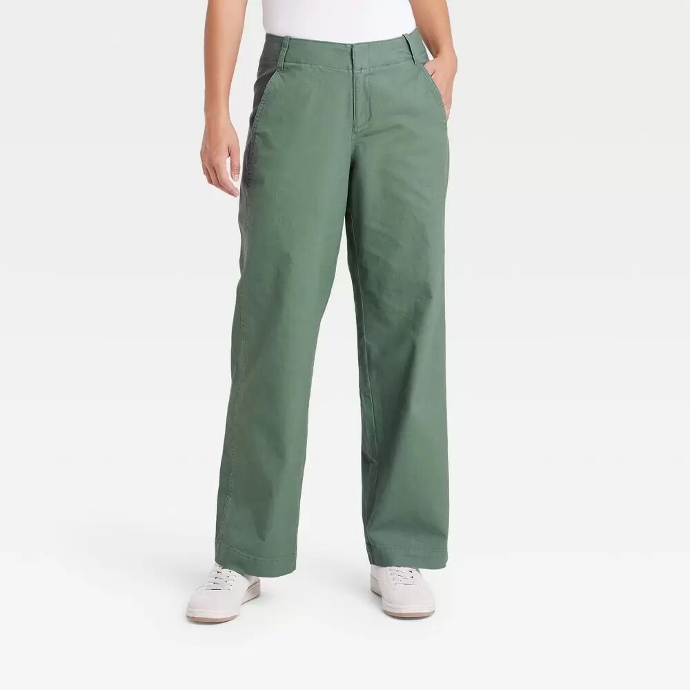A New Day Women's Mid-Rise Straight Leg Chino Pants - Olive