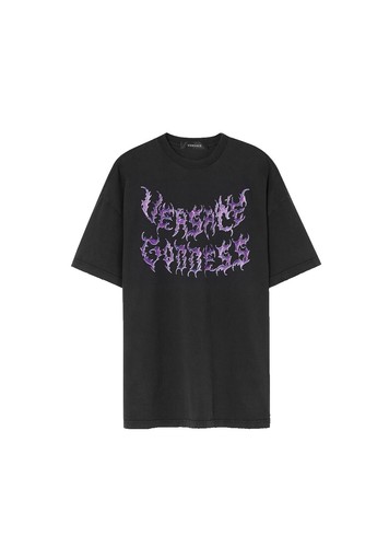 GIANNI VERSACE Vintage black round neck slinky short sleeve top