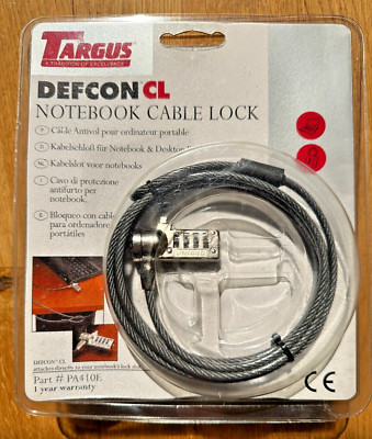 TARGUS DEFCON CL Laptop Notebook Sicherheit Zahlen-Kabelschloss, 2,1 m BRANDNEU