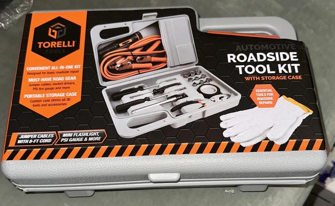 Torelli Tools Automotive Roadside Tool Kit W/ Storage Case New 30