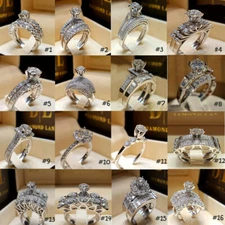 Fashion Women Crystal Ring Set Wedding Bridal Jewelry Gift Size 5-11