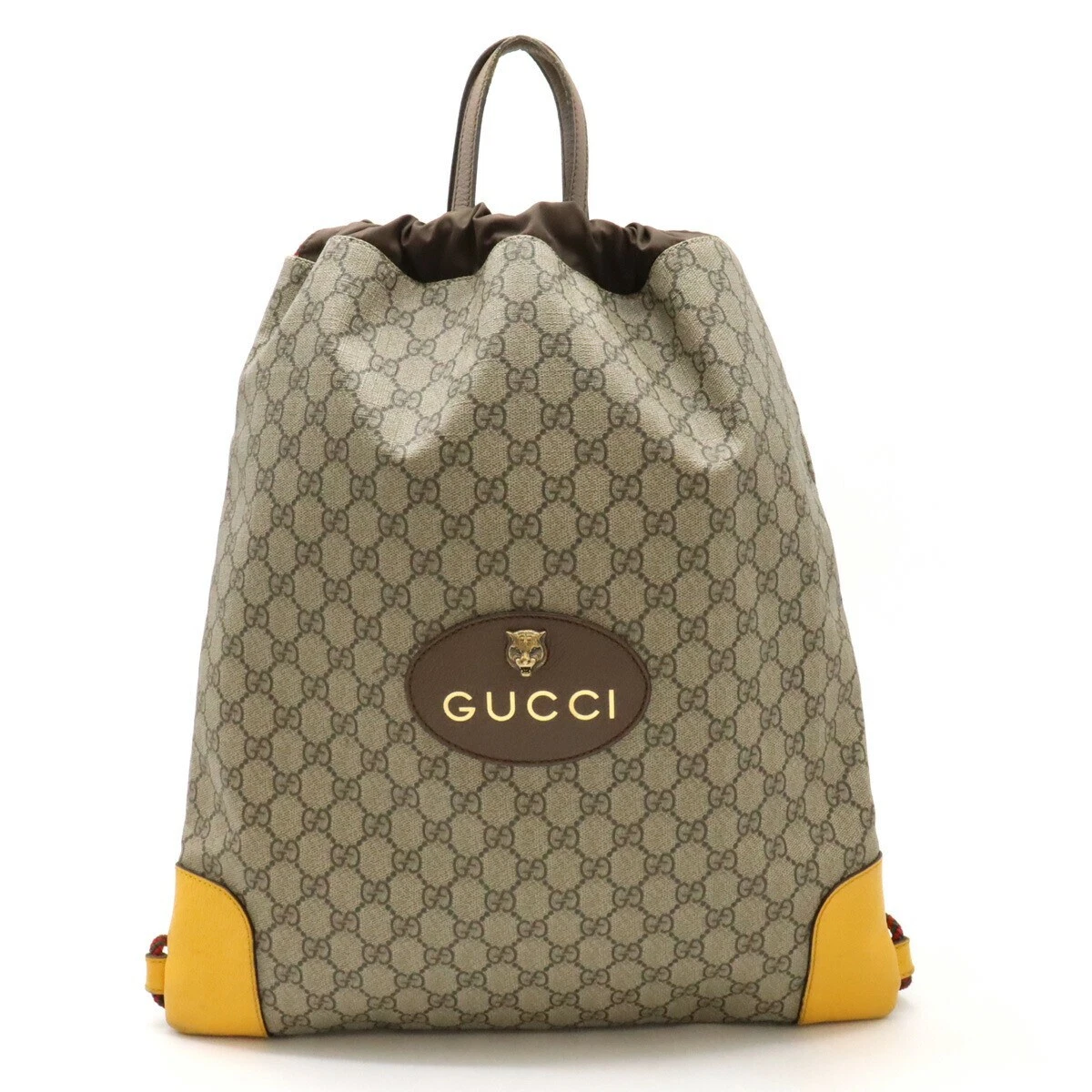 Gucci GG Supreme 473872 Sac à dos tête de chat sac à dos PVC cuir cordon marron