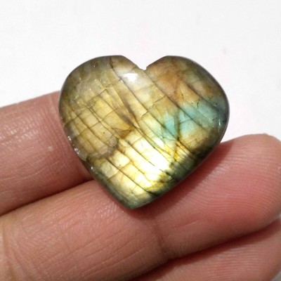 Fabulous Golden Fire Labradorite Cabochon 49 Crt Heart Shape Loose Gemstone