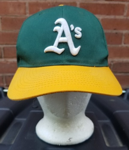 Cappello berretto baseball vintage OC Sports Oakland A's MLB strapback verde giallo - Foto 2 di 6