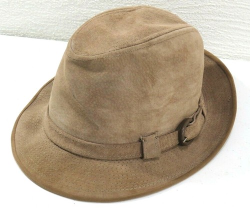Genuine Suede Stetson Fedora Hat Beige 