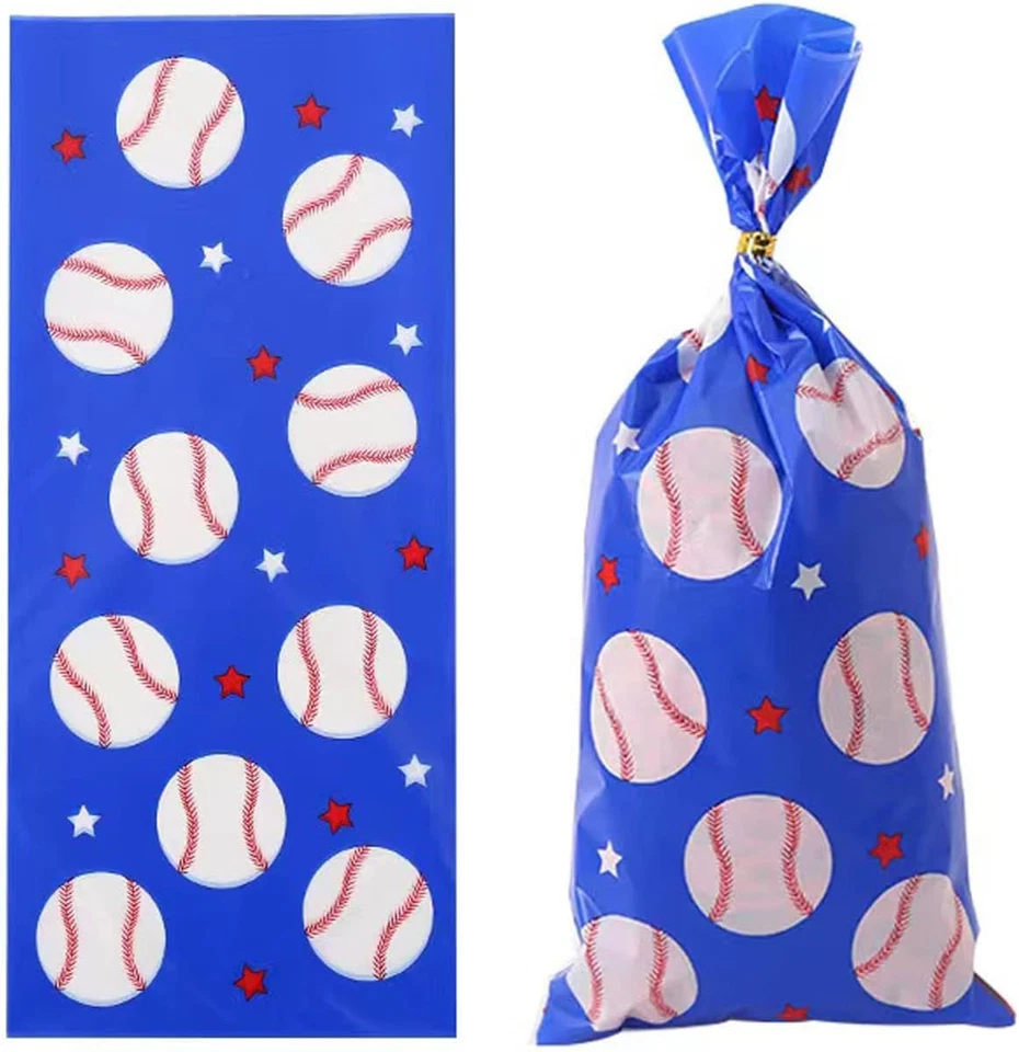 50 piezas bolsas de golosinas de béisbol bolsas de dulces sellables térmicamente béisbol celofán Foto 2 de 4