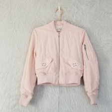 Whistles Rudy Casual Nude Pink Zipper Front Bomber Jacket Extra Small Xs