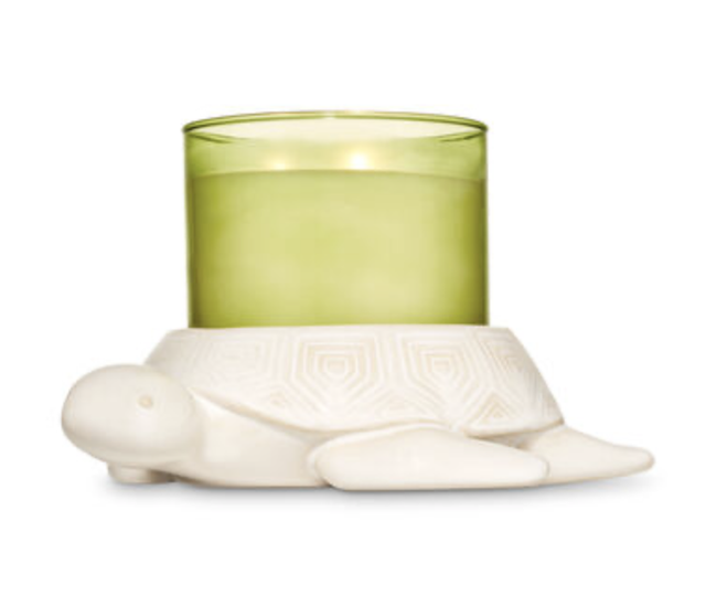BATH & BODY WORKS WHITE CERAMIC SEA TURTLE HOLDER FOR 3 WICK CANDLE NEW