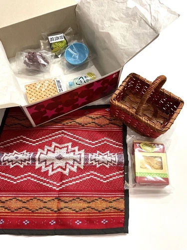 American Girl Saige's PICNIC SET Retired basket blanket box food water bottle