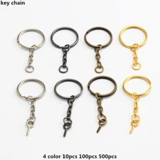 Lot Split Key Ring With Chain Screw Keychain Parts Open Jump 4 Color 10-5000PCS