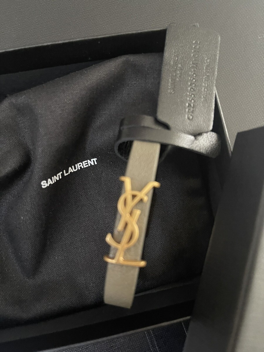 Saint Laurent YSL New Charm Leather Gold-Tone Bracelet | eBay