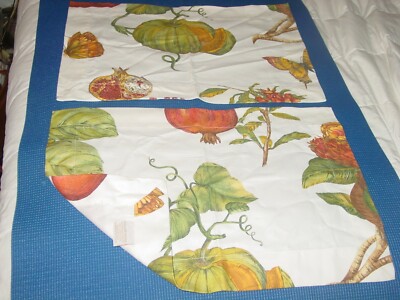 WiLIIAMS SONOMA FALL POMEGRANATE GOURD BUTTERFLY PLACEMAT 20X14 RECTANGLE COTTON