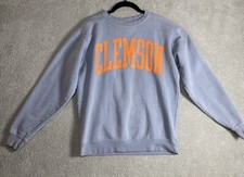 Clemson Sweatshirt Tigers Shop Small Gray Spellout Orange Sweater Sports VTG