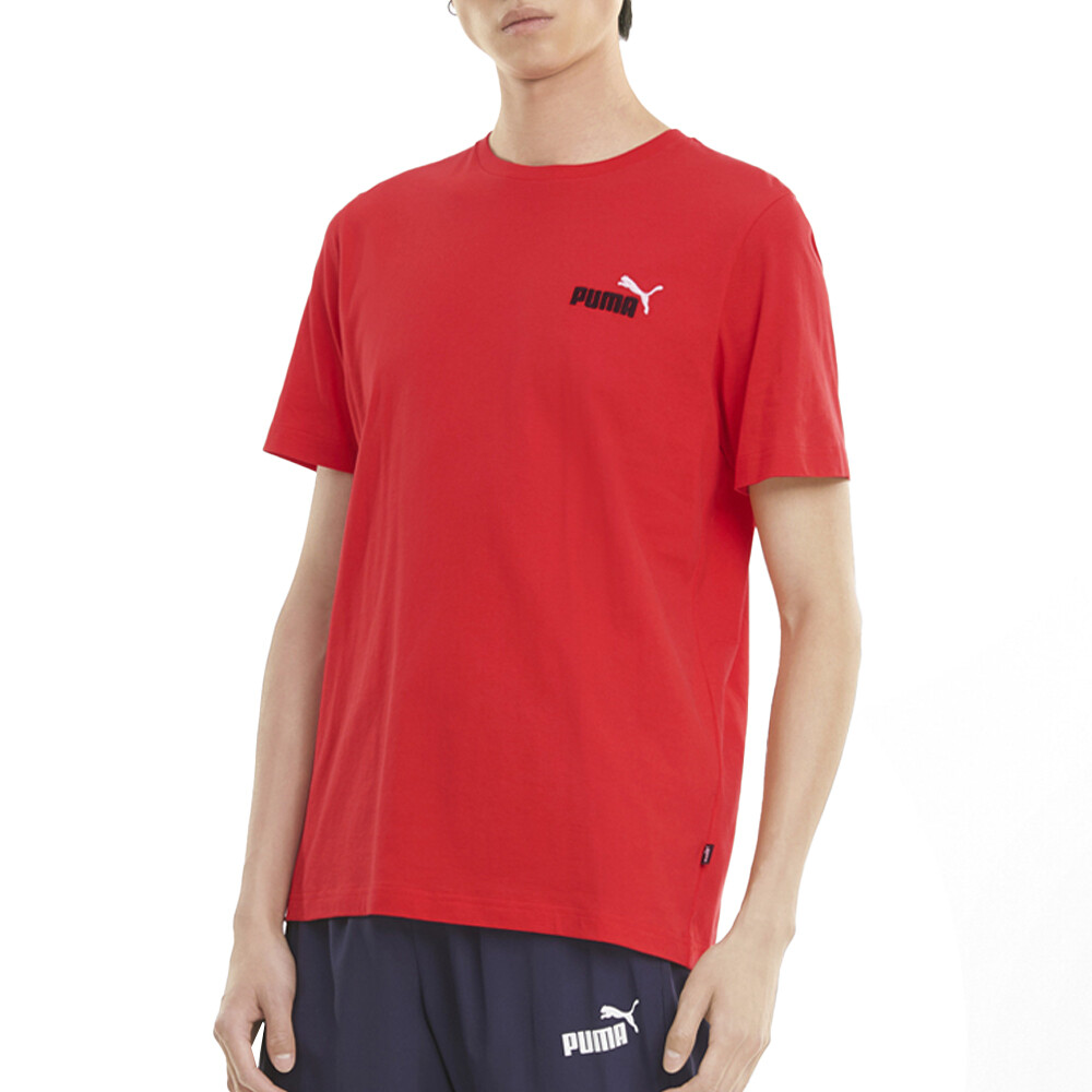 Футболка с вышивкой логотипа Puma Ess+ Мужские красные повседневные топы 58718411