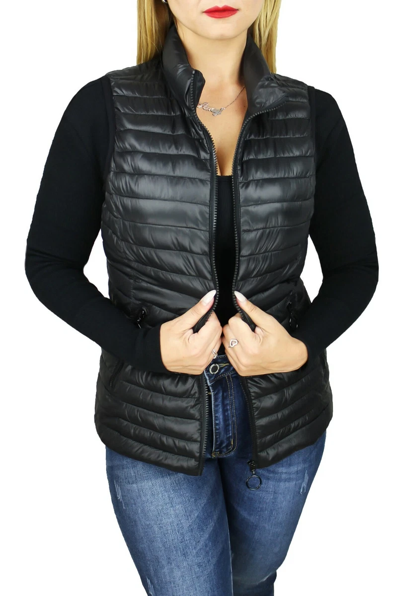 PIUMINO SMANICATO DONNA INVERNALE NERO SLIM GIACCA GILET GIUBBOTTO da S a  XXXL