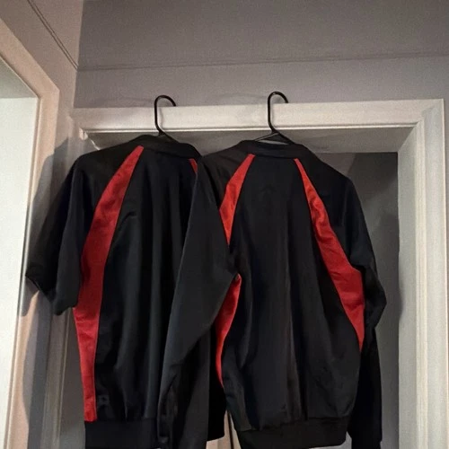 Nike Air Jordan Men's Track Jacket Full Zip L Black/Red Colorblock Satin image 2