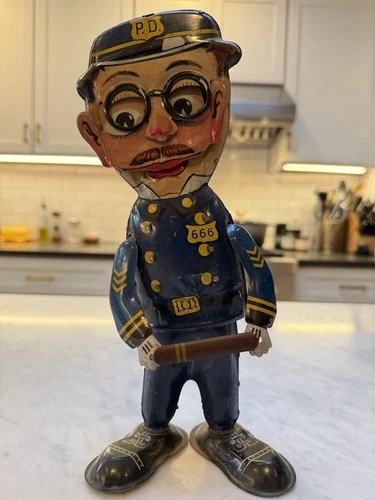 Vintage Rare Marx Clancy The Cop Officer 666 Tin Wind Up Walker Toy Nice Working
