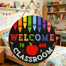 Welcome Back to School Teacher Appreciation Wooden Sign Hanging Classroom Decor