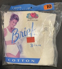 Vintage 3 Pack Fruit Of The Loom 100 Cotton Brief 1999 Women's 10 White NOS