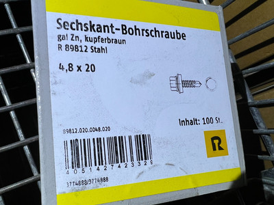Reyher Bohrschrauben  Ø4,8x20mm 100St Kupferbraun sechskantkopf / H2Breg2