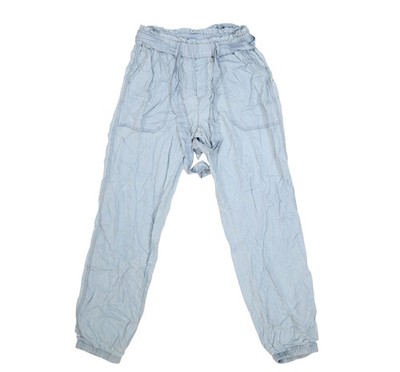 Love Tree Pants Womens S Blue Chambray Paperbag Jogger Cuffed Elastic Waist