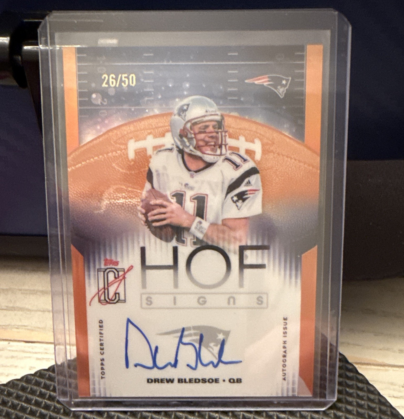 Topps 2025 Sig Class Drew Bledsoe Patriots HOF Signs Orange Auto /50