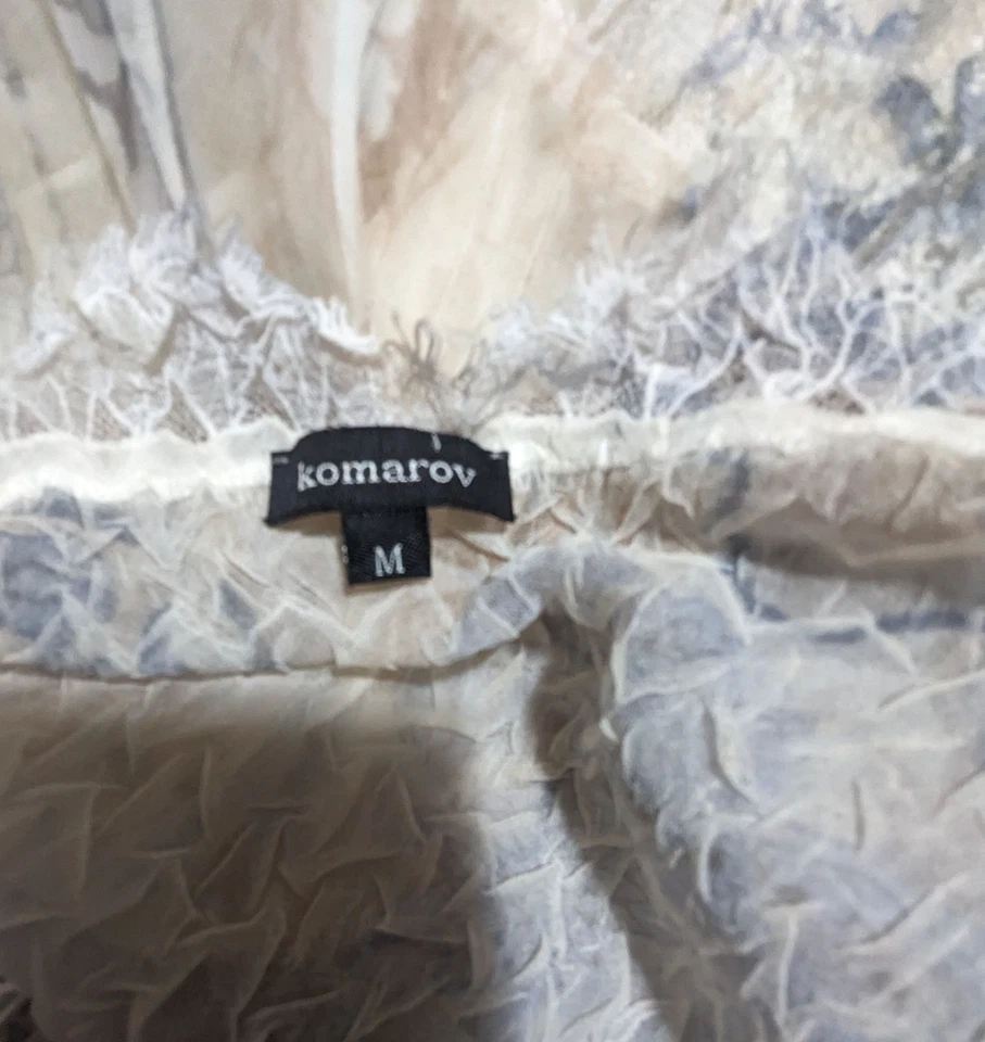 Komarov Dress 2-Piece Set Watercolor Floral Art to Wear Sheer Lace Size M $450 - Image 2 of 4