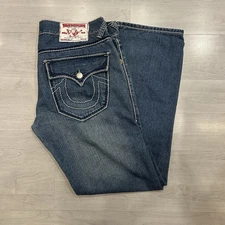 True Religion Jeans Mens 38 Blue Made in USA Horseshoe Distressed M242H37Y9