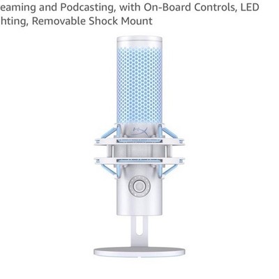 HyperX QuadCast 2 Frost USB Microphone LED and low profile, boom arm