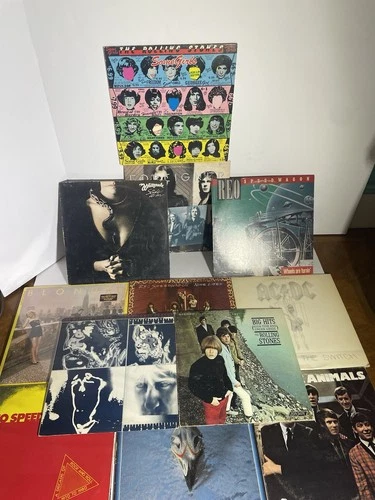 12 Classic Rock Vinyl Lot ROLLING STONES AC/DC EAGLES BLONDIE Rare Pressings