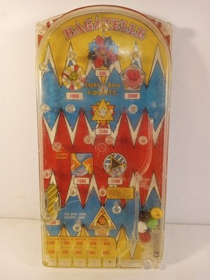 Vintage Circus Pinball Game Marx Bagatelle Tabletop Marbles Spring Toy Fun Works