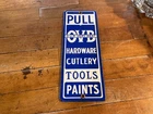 Vintage Porcelain Advertising OVB Our Very Best Hardware Paint Pull Door Sign