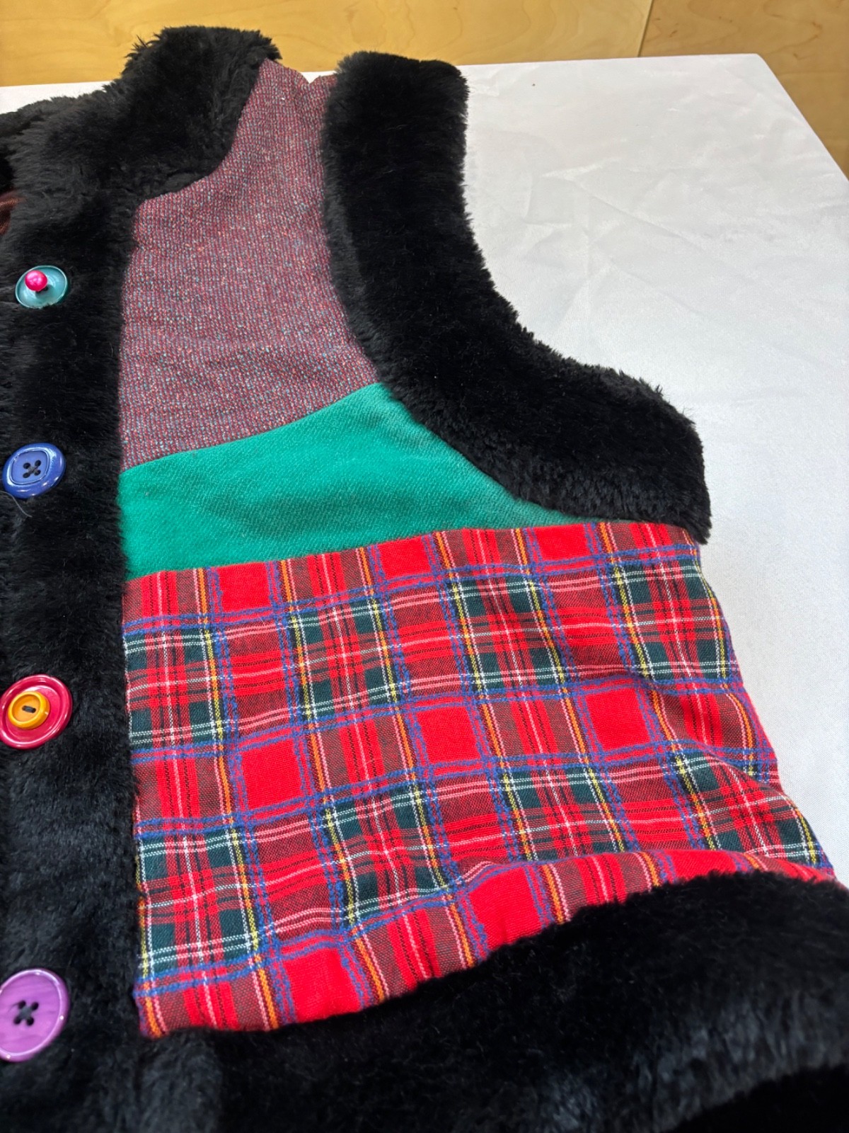 BaaBaaZuZu Patchwork Up-cycled Wool Button Sweate… - image 4