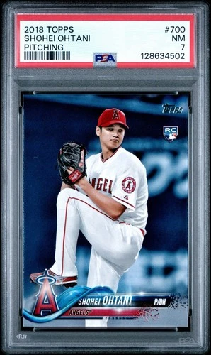 2018 TOPPS PITCHING #700 SHOHEI OHTANI ROOKIE CARD RC DODGERS ANGELS NM PSA 7