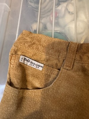 Dolce & Gabbana D&G Junior Real Leather Suede Teen Shorts, Brown, Size 8
