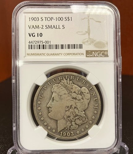 1903 S Morgan Dollar, Micro S, VG, Early Silver, VAM 2, $1