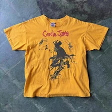 RARE 1990's Circle Jerks Band T-shirt Yellow shirt Graphic Men Women S-5XL