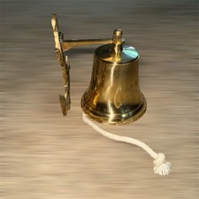 Vintage Brass Bell with Rope and Nautical Ship With Anchor Wall Plate