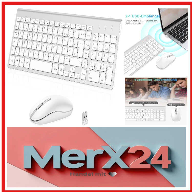 Kabellose Tastatur & Maus Set | 2,4 GHz Ultraslim | 10m Reichweite