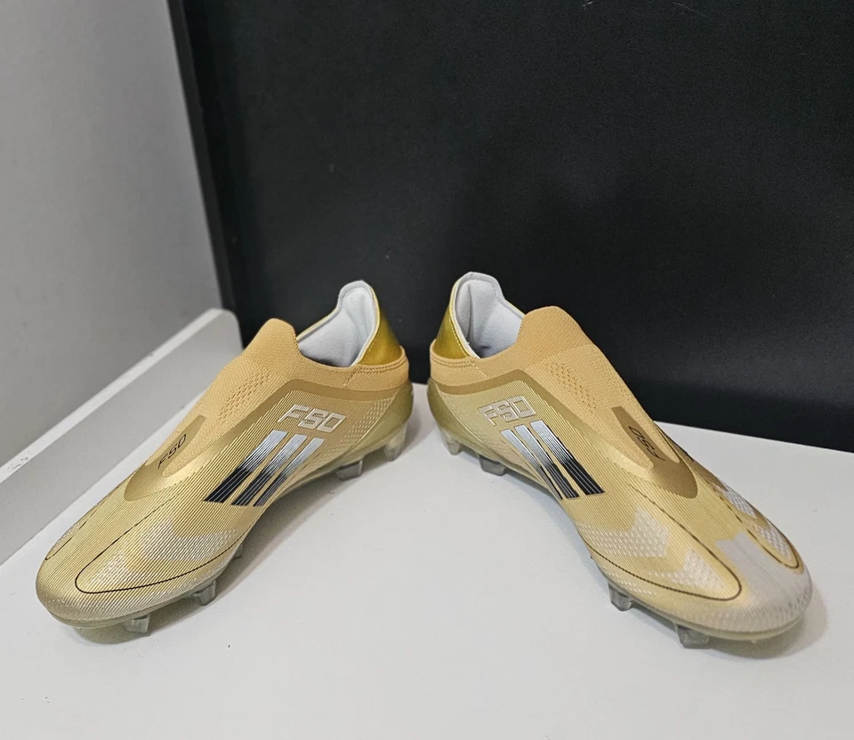 Botines de fútbol Adidas F50 Elite para niños talla 6,5 color dorado Foto 2 de 4