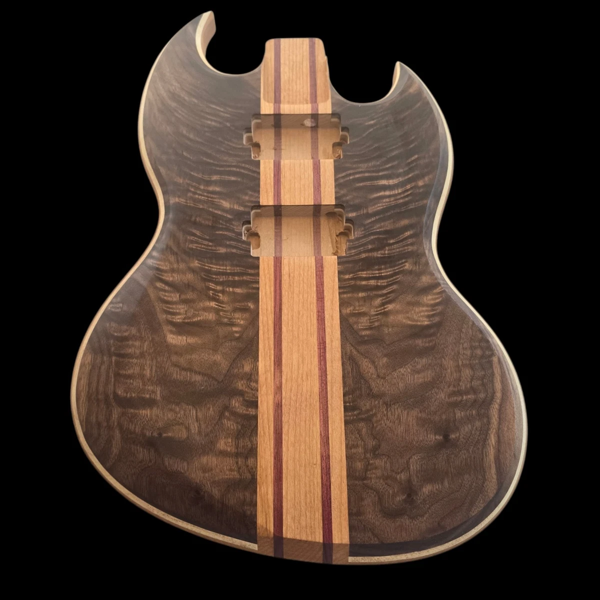 SG Style Custom Guitar Body 1 of a Kind Handmade Walnut/Alder Luthier